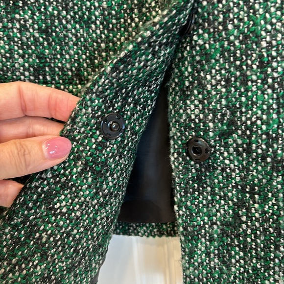 Kasper Green and Black Tweed Blazer w/ Hodden Front Snaps Front Pockets sz. 10P - Picture 7 of 12